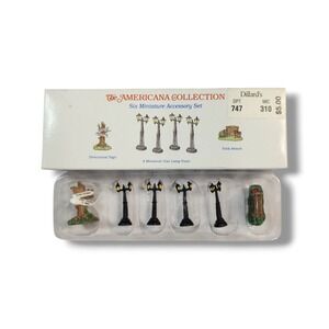 Liberty Falls Collection 6 Miniature Accessory Set AH50 1995 Vintage Dillard's